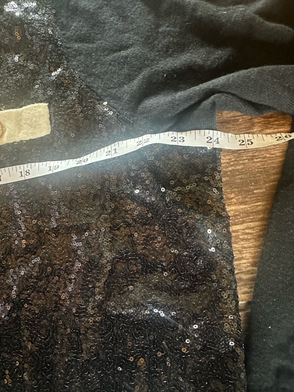 Talbots Black Sequin Crewneck Cardigan with Cream Trim - Picture 7 of 9